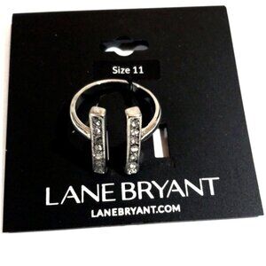 Lane Bryant Silver Tone Sparkling Crystal size 11 Ring - Women's Fashion Jewelry